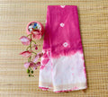 Handcrafted Tie-Dye Soft Tussar Saree in Onion Pink & White